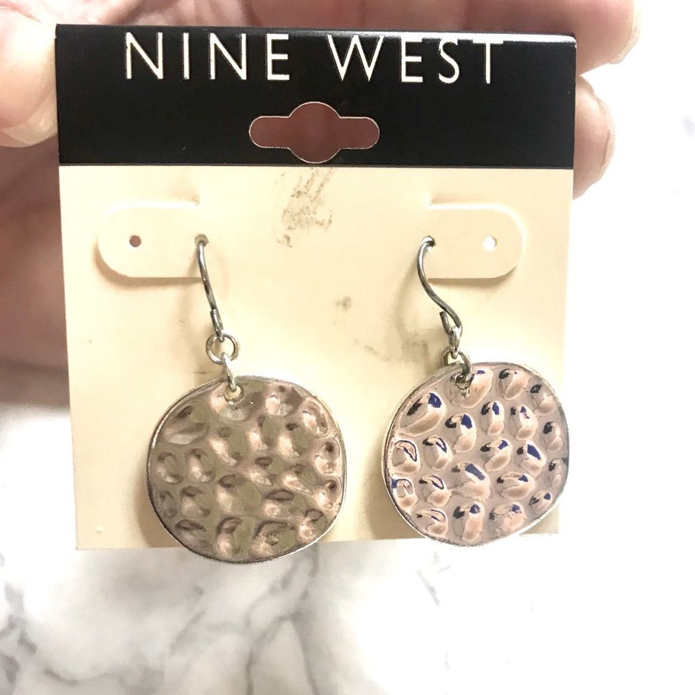 2/$20 Nine West Hammered Circle Dangle Earrings